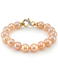 10.5-11.5mm Peach Freshwater Pearl Bracelet - AAA Quality - Secondary Image