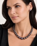 10-11mm Eggplant Tahitian South Sea Pearl Necklace - AAAA Quality - Secondary Image