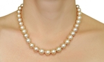 10.5-11.5mm Peach Freshwater Pearl Necklace- AAAA Quality - Model Image