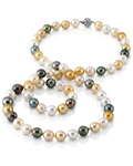 11-13mm Opera Length South Sea Multicolor Oval Pearl Necklace - AAAA Quality