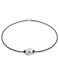 11mm White South Sea Baroque Pearl Leather Necklace