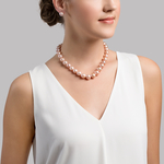 11.5-12.5mm Pink Freshwater Pearl Necklace - AAA Quality - Model Image