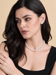 7-7.5mm White Freshwater Choker Length Pearl Necklace - AAAA Quality - Secondary Image