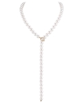 8.0-8.5mm White Freshwater Pearl & Diamond Adjustable Y-Shape Necklace- AAAA Quality - Third Image