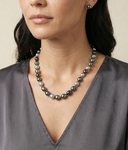 8-10mm Tahitian South Sea Multicolor Drop Pearl Necklace - AAAA Quality - Model Image
