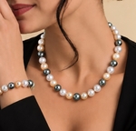 8-10mm South Sea Multicolor Pearl Necklace - AAAA Quality - Model Image