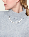 8-9mm White Freshwater Choker Length Pearl Necklace - Model Image