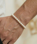7.5-8.5mm White Freshwater Pearl Adjustable Bracelet for Men - Third Image