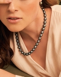 9-11mm Silver Tahitian South Sea Pearl Necklace - AAA Quality - Model Image