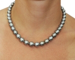 9-11mm Silver Tahitian South Sea Pearl Necklace - AAA Quality - Secondary Image