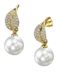 South Sea Pearl & Diamond Eva Earrings - Model Image