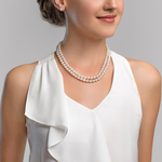 4.0-8.0mm White Freshwater Pearl Double Strand Necklace - Model Image