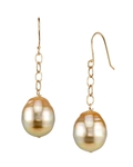 Golden South Sea Baroque Pearl Dangling Tincup Earrings