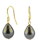 Tahitian South Sea Drop Pearl Dangling Tincup Earrings - Secondary Image