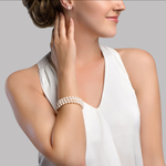 Hanadama Akoya Triple Pearl Bracelet with Diamonds - Model Image