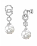 South Sea Pearl & Diamond Link Earrings
