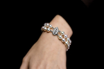 Japanese Large Akoya White Pearl Double Bracelet- Choose Your Quality - Model Image