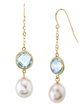 14K Gold Freshwater Pearl & Topaz Jolie Earrings - Secondary Image