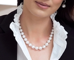 13-14.7mm White South Sea Pearl Necklace - AAA Quality - Model Image