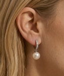 Freshwater Pearl & Diamond Huggie Eileen Earrings - Secondary Image