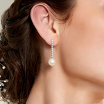 Freshwater Pearl & Diamond Serena Earrings - Model Image