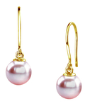 14K Gold Pink Freshwater Pearl Linda Dangling Earrings - Secondary Image