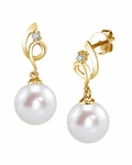 14K Gold Freshwater Pearl & Diamond Symphony Earrings