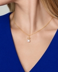 14K Gold Freshwater Pearl & Diamond Lacy Pendant - Secondary Image