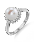 Freshwater Pearl & Diamond Tessie Ring