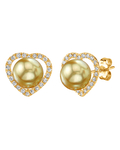 Golden South Sea Pearl & Diamond Amour Earrings