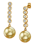 Golden South Sea Pearl & Diamond Cascade Earrings