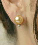 Golden South Sea Pearl & Diamond Sasha Earrings - Secondary Image