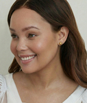 6mm Golden South Sea Round Pearl Stud Earrings - Model Image