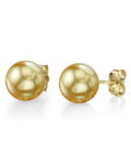 14mm Golden South Sea Round Pearl Stud Earrings- Choose Your Quality
