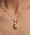 Golden South Sea Pearl Infinity Pendant - Model Image