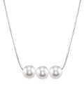 Pearl Moments - 8mm Freshwater Pearl Silver Adjustable Chain Necklace - Model Image