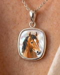14K Gold Custom Mother of Pearl Oval Pendant - Model Image