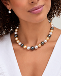 10-12.9mm South Sea Multicolor Pearl Necklace - Model Image