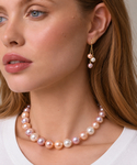 11.5-12.5mm Freshwater Multicolor Pearl Necklace - AAAA Quality - Model Image
