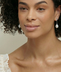 Freshwater Pearl Long Drop Earrings - Model Image