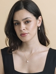 14K Gold White Akoya Cultured Pearl & Diamond Michelle Jewelry Set - Model Image