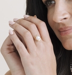 14K Gold White South Sea Pearl Felicia Ring - Model Image