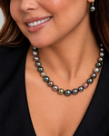 10-12mm Tahitian South Sea Pearl Multicolor Necklace - Model Image