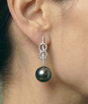 Tahitian South Sea Pearl & Diamond Levana Infinity Earrings - Secondary Image