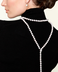 Japanese Akoya White Pearl Adjustable Y-Shape 51 Inch Rope Length Necklace - AAA Quality - Secondary Image