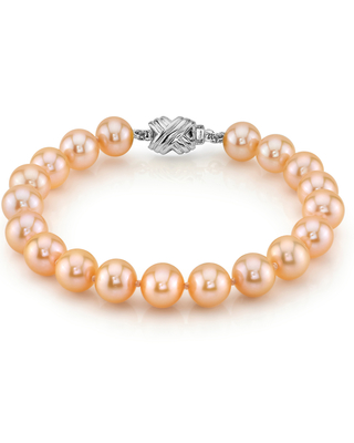 9-10mm Peach Freshwater Pearl Bracelet - AAA Quality