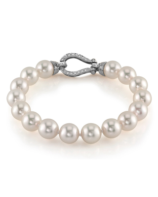 9.5-10.0mm Hanadama Akoya White Pearl Bracelet