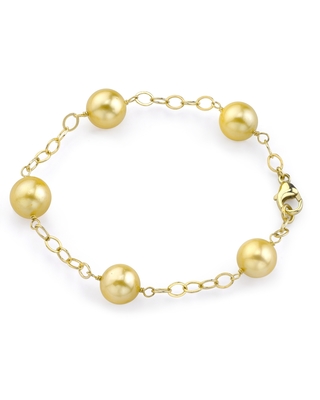 Golden South Sea Round Pearl Tincup Bracelet