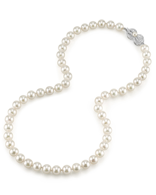 7.5-8.0mm Japanese Akoya White Pearl Necklace- AAA Quality