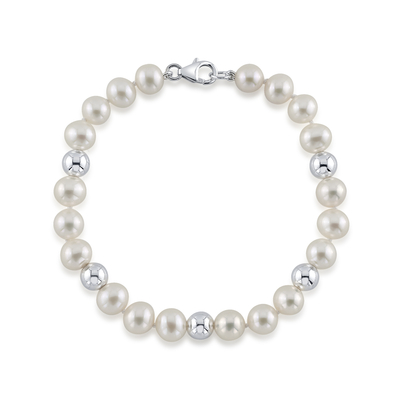 7.5-8.0mm White Freshwater Cultured Pearl Corey Bracelet